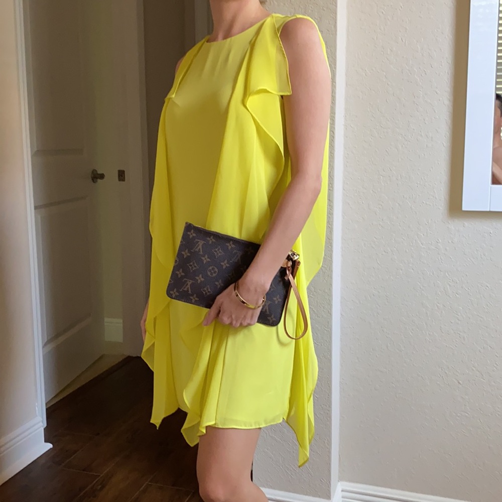 NWOT BCBG MaxAzria Yellow/Lime Flowy Dress XS